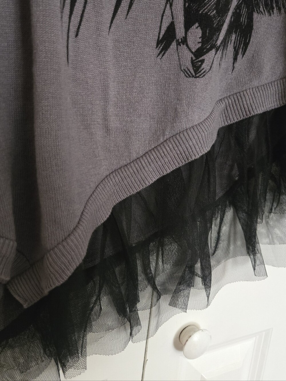 NWT Torrid Disney Nightmare Before Christmas Gray Knit Top Tulle Rayon Blend - Picture 7 of 10